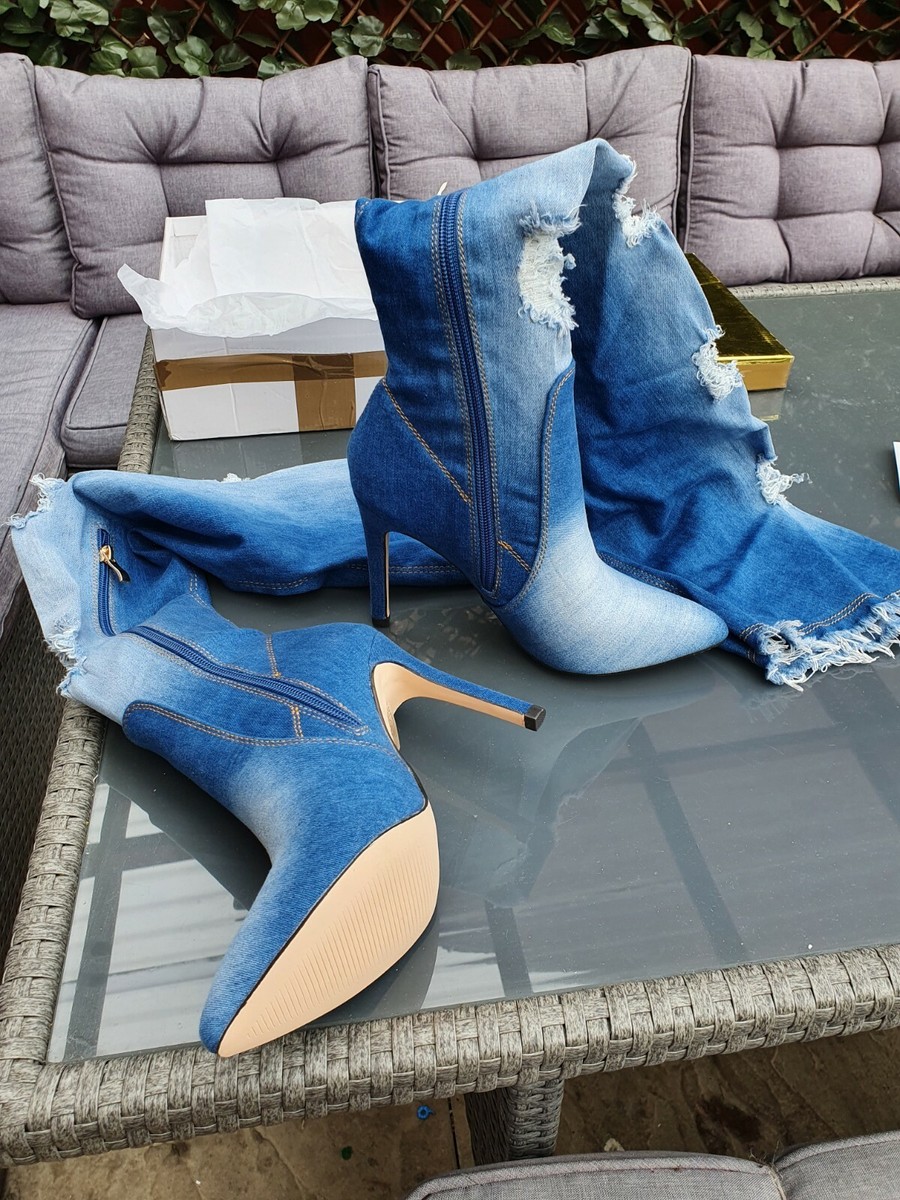 Womens Jeans Booths Shoes size eur 36 blue fashion heels New