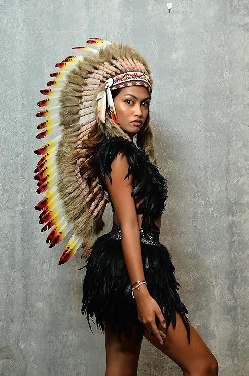 Native G Native American Indian Headdress Large Feather Headdress for Native | eBay