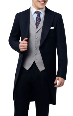 Tailcoat Jacket Morning Coat Navy Wedding Royal Ascot Herringbone