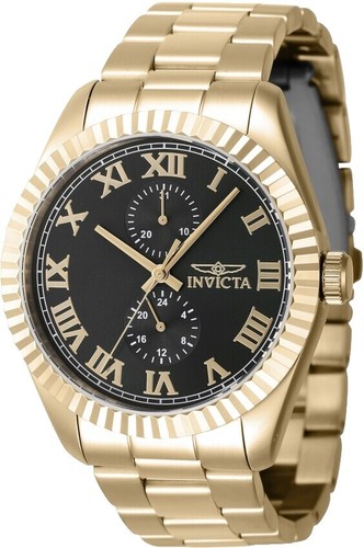 Invicta Men's Watch Specialty Quartz Green Dial Yellow Gold Bezel