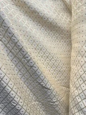 BEIGE IVORY Multicolor Diamond Upholstery Drapery Brocade Fabric (110 in.) BTY