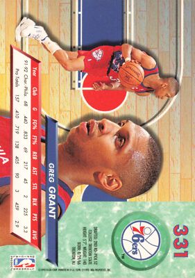Greg Grant 1992 Ultra #331 Philadelphia 76ers | eBay