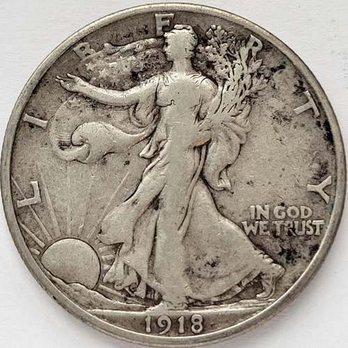 1918-S Walking Liberty Half Dollar 50C Fine F * Nice ORIGINAL Coin * 1918S