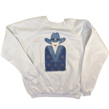 Vintage Sweater Cowgirl 90s Handmade Womens XL Fringe Country Western Grannycore