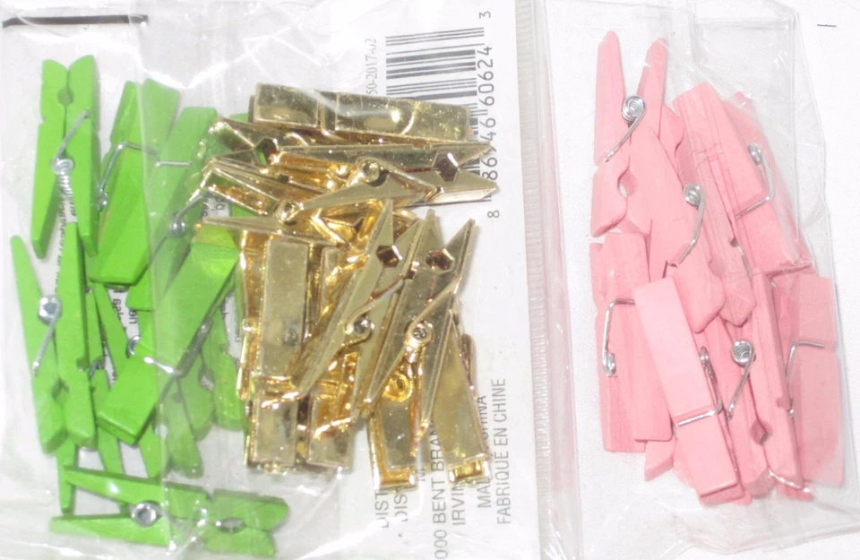 Pinzas para ropa TROPICAL LIFE rosa brillante verde lámina oro 30 piezas Foto 4 de 4