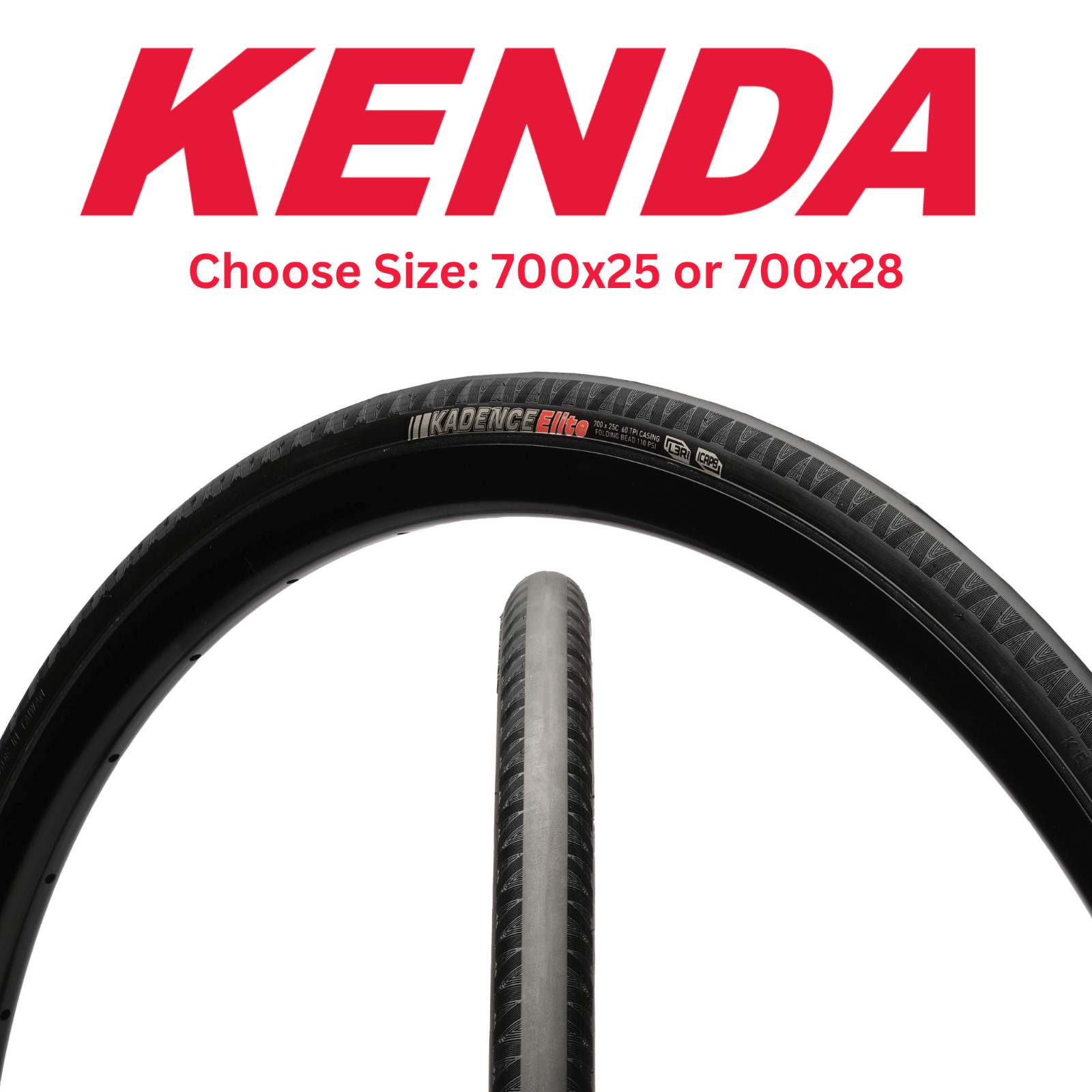 Kenda K1081 Kadence 700c Road Bike Tire Wire Bead Black 700x