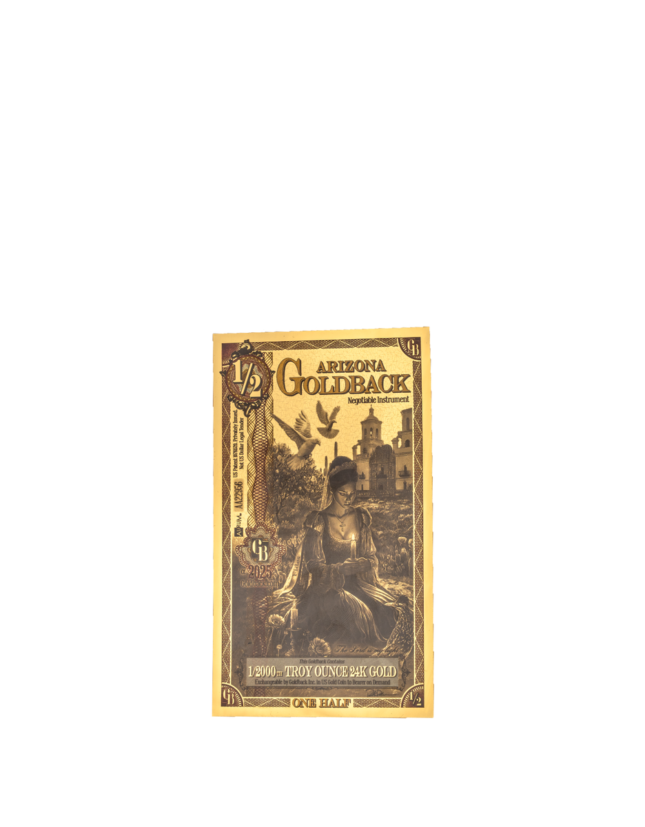 1/2 ARIZONA Goldback Aurum Gold Foil Note 1/2000 oz 24kt .999 Fine