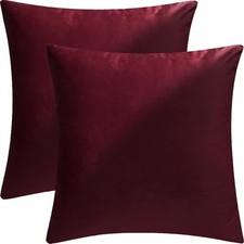 2 Pack 22x22 Pillow Cover Velvet 22" x 22" Pack of 2 Burgundy Red Velvet