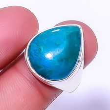 Chrysocolla - Peru Gemstone 925 Sterling Silver Handmade Ring 8.5 T83 A383