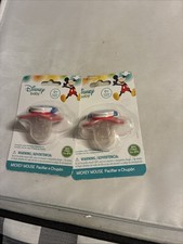Package Disney Baby Laughing Mickey Mouse Pacifier BPA Free 0 Month Lot 2 New