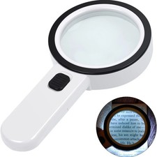 Magnifying Glass 30X Handheld 12 LED Light Magnifier for Reading Inspection Coin