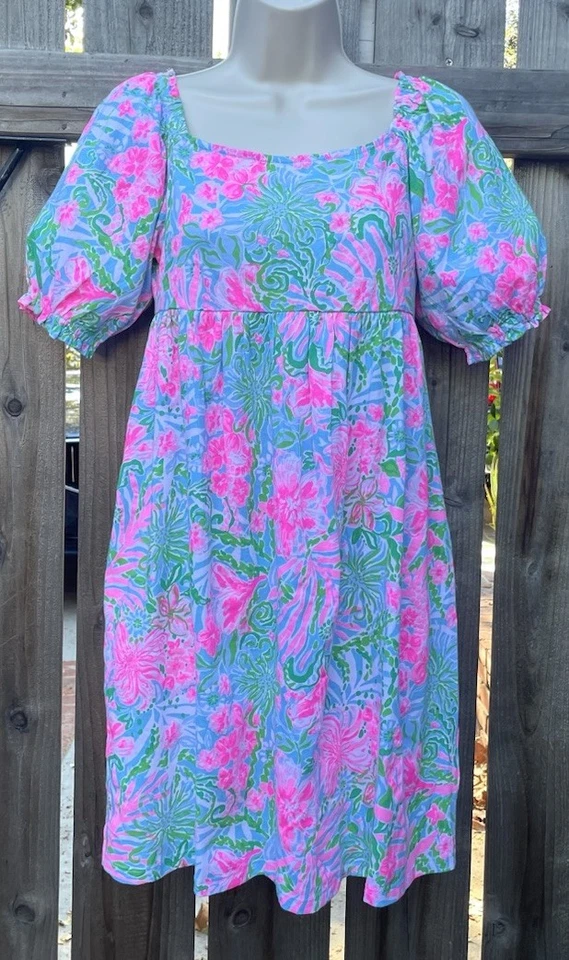 Lilly Pulitzer Dress Delaney Amalfi Blue Leaf It Wild GIRLS Size XL (12-14) NEW - Image 2 of 4