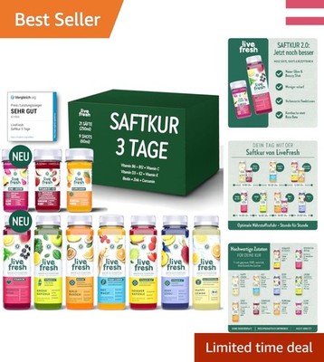 Gesunde 3-Tage Saftkur mit 21 Säfte (250ml) & 9 Shots (60ml) für Vitalität