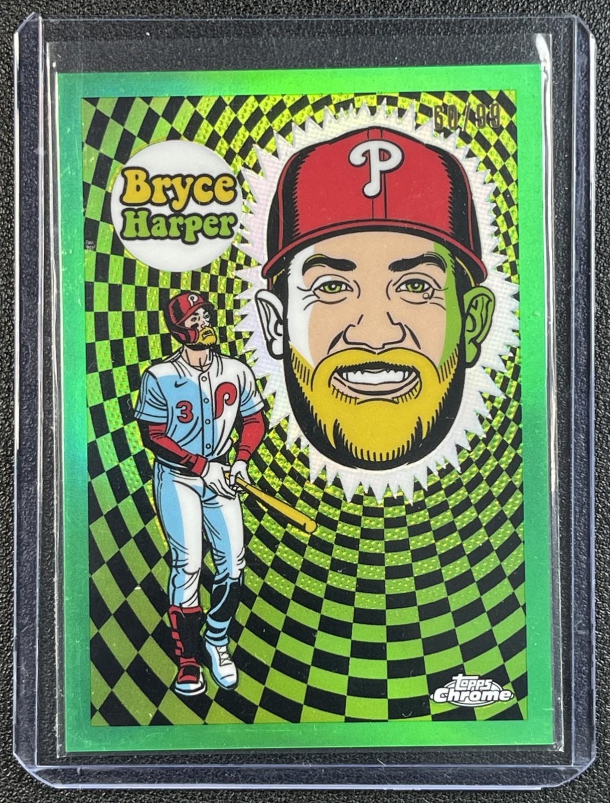 BRYCE HARPER 2023 TOPPS CHROME #UV-2 ULTRAVIOLET ALL-STARS GREEN REFRACTOR 60/99