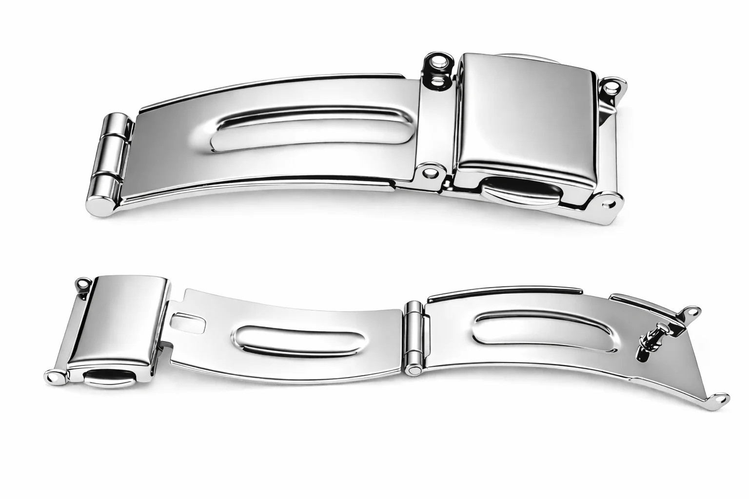 Boucle déployante montre argent fermoir 3 plis P sans ardillon acier