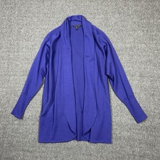 Eileen Fisher Cardigan Sweater Women  s XS 100 Merino Wool Open Front Blue