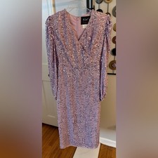 Mac Duggal Lavender Sequin Long Sleeve Evening Dress NWT