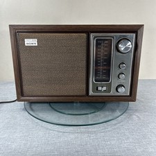 VTG 60s Sony ICF-9650W Fidelity Sound AM/FM Tabletop Stereo Radio Wooden Case