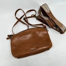 The Sak Crossbody Bag Brown Women's Leather Inner Pockets Detachable Strap