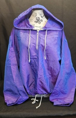 E.b.g.b. All American Metallic Purple Lightweight Hooded Jacket Large Vintage 