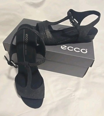 ECCO Touch 25 S Leather Wedge Sandals -Size 9 -Snakeskin Nubuck Leather NIB $139