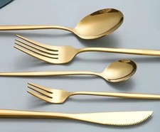 Stainless Steel Gold Cutlery Set, 30pcs/set Mirror-Polished Flatware