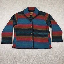 Vintage Woolrich Fleece Womens Medium Aztec Navajo Shawl Collar Made in USA 90's