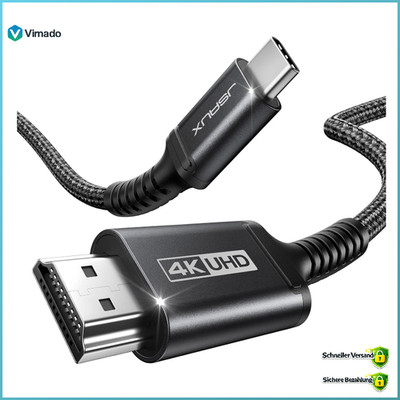 USB C auf HDMI Kabel 3m 4K 60Hz UHD für Thunderbolt 3 iPhone MacBook Galaxy
