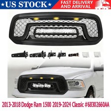 Grill For 2013-2018 Dodge Ram 1500 Front Grille Upper Bumper Mesh Letters Led