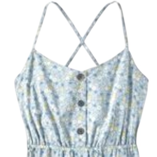 Patagonia Lost Wildflower Dress Womens L Atoll Blue Floral Tencel Midi Pockets