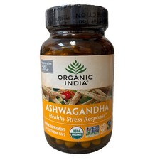 Organic India Organic Ashwagandha 90 Veg Caps B Corp, Gluten-Free, BB 10/2027
