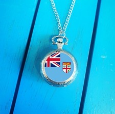 Fiji Flag Pocket Watch. Fijian Gift for Him. Patriotic Christmas Gift.