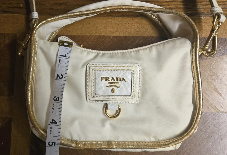PRADA Mini Oro Tessuto Nylon Gold Y2K Crossbody Bag - Used but Good condition - Image 3 of 4