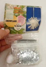 VTG 1970s LeeWards Silver Snowflake Sequin Bead Pinning Christmas Ornament Kit