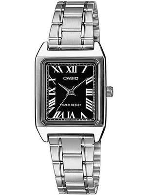 Elegante CASIO Damenarmbanduhr LTP-V007D-1B mit silbernem Lederarmband