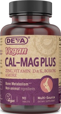 DEVA Vegan Calcium Magnesium Supplement with Zinc Vitamins 90 Tablets
