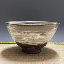 H130 : Japanese Pottery Chawan Matcha Tea Bowl Tea Ceremony Sado Vintage