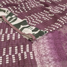 Sanskriti Vintage Sarees Purple Pure Georgette Geometric Print 5 Yd Quiltingsari