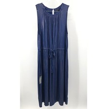 Lane Bryant Sleeveless Knit Midi Dress Plus Size 22/24 Blue Gold Metallic 