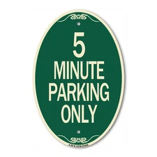 SignMission Designer Series Sign - 5 Minute Parking Only 12" x 18" Aluminum Sign