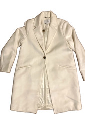 Halston Wool Coat Womens Size L Coastal Knee Length Old Money Chic Satin Trench