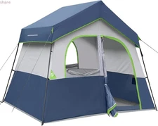 HIKERGARDEN 6Person Camping Tent - Portable Family Cabin Tent for Camp,Dark Blue