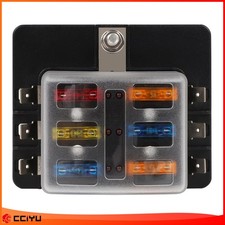 6-Way Blade Fuse Box Block Holder W/ LED Warning Indicator 10V-32V For Car Boat