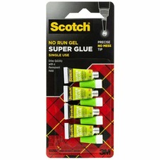 Scotch Super Glue Gel Single-Use Tubes, 4/Pack AD119 Fast-Drying No-Run Clear