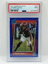 2021 Donruss Optic Jamarr Chase Rookie Blue Scope Prizm PSA 9 Bengals RC #207