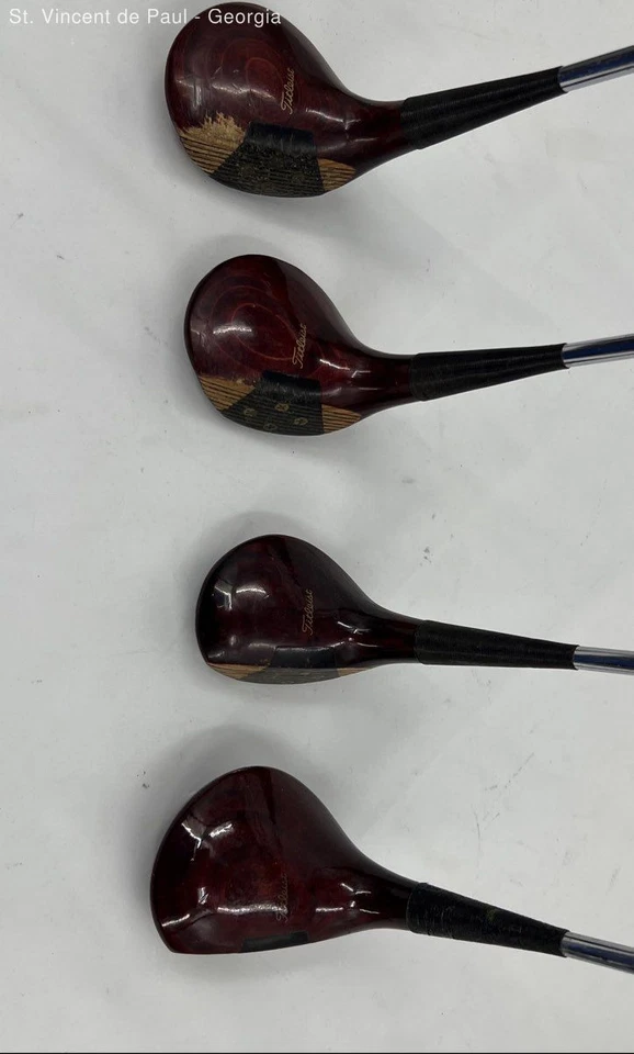 Vintage Titleist Acushnet Persimmon Wood Set RH 1-3-4-5 Steel Regular D2 A2AR5A - Image 2 of 4