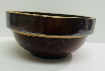 Vintage Columbia Metal Works Dunlap Brown Stoneware Whip Cream Mixing Bowl