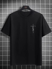 Faith Cross Graphic T-Shirt Men's Christian Crew Neck Casual Tee Top