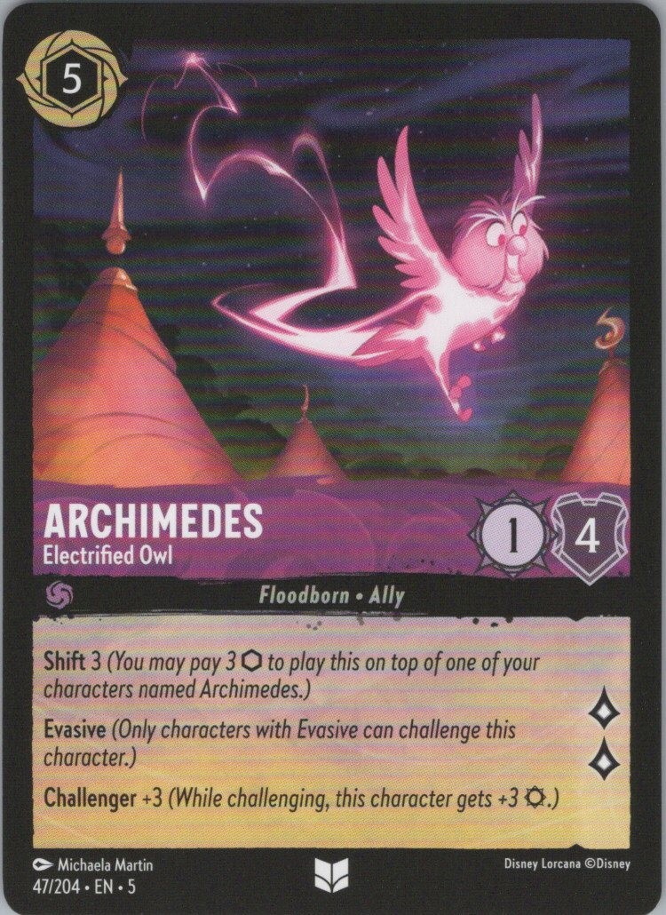 Lorcana Normal Archimedes - Electrified Owl Shimmering Skies 47/204 Uncommon NM