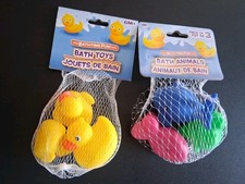 Bath Toys 6 M  3 Pc Yellow Rubber Ducky Bath Animals 3 Pc Turtle Shark Dolphin